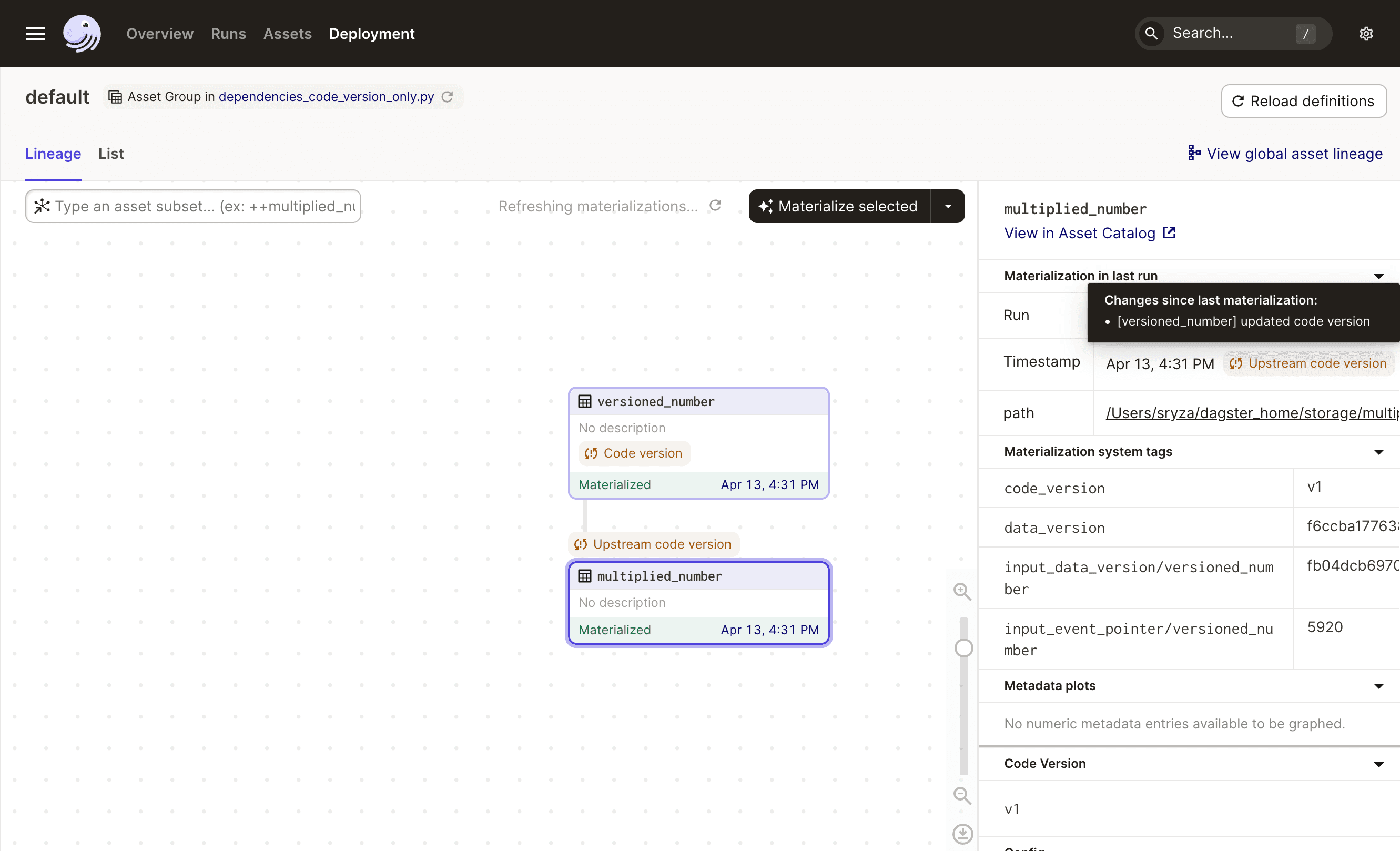 Asset versioning and caching | Dagster Docs